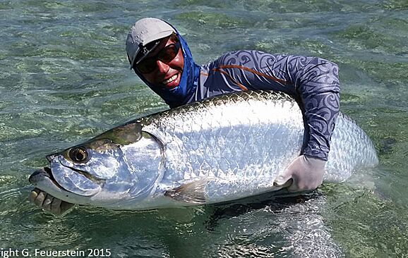 Günter Feuerstein mit kapitalem Atlantischen Tarpon gefangen mit der Fliege.