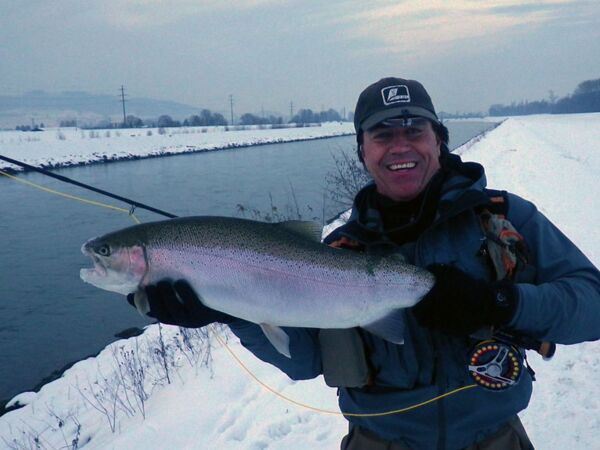 big rainbow trout from Alpine River Rhine caught by Günter Feuerstein